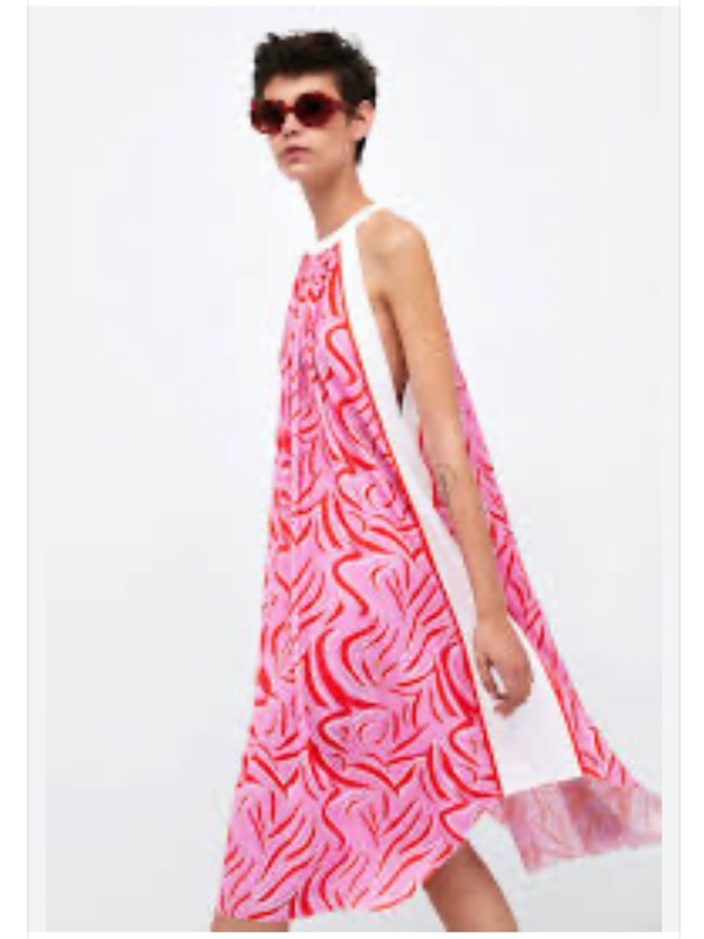 Zara Pink Orange & White Printed Dress